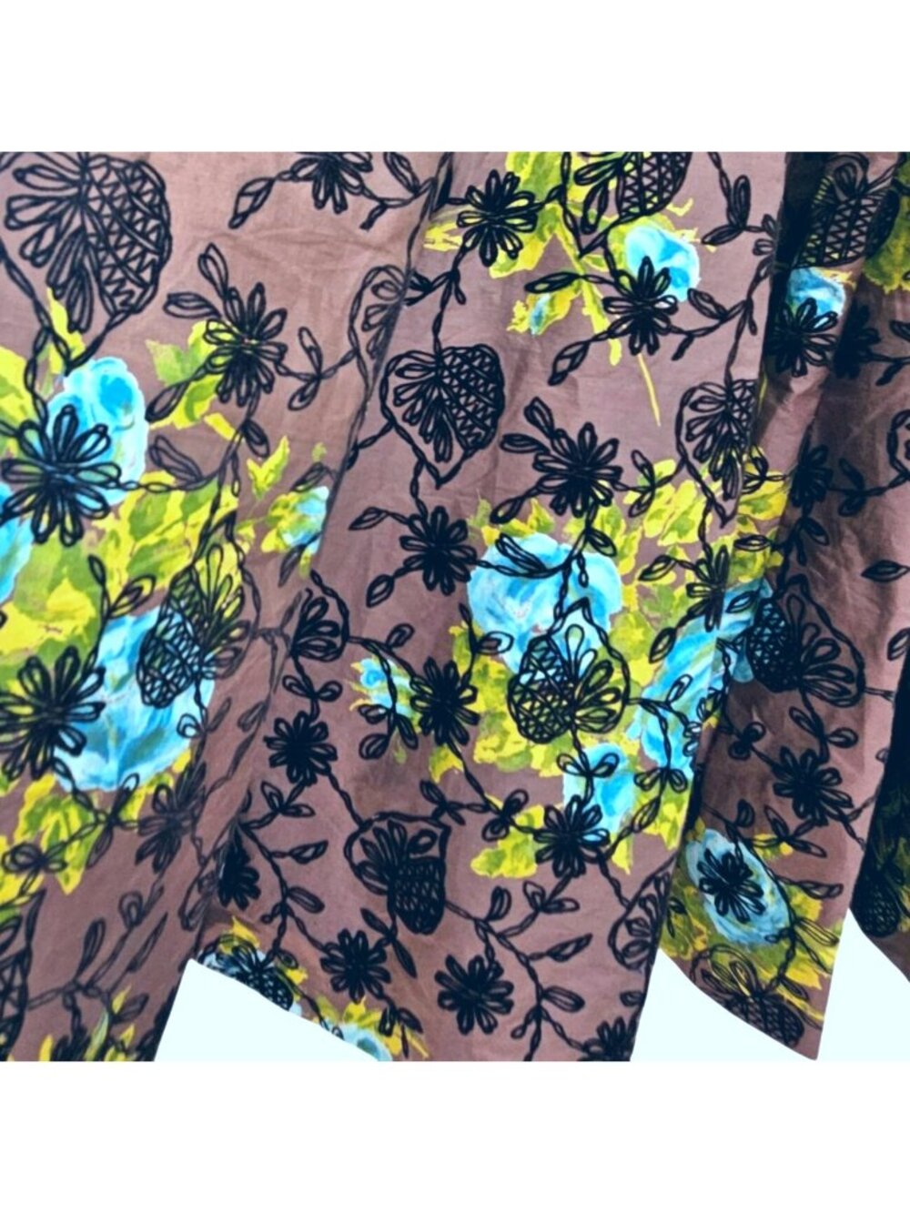 Vintage 1950s Flocked Chintz Full Circle Skirt Rockabilly Pinup Swing XS - Picture 5 of 11